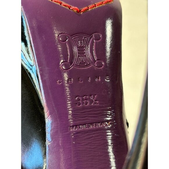 Celine platform Black Leather Square Toe Heels Pumps Size 6.5 - Picture 12 of 13